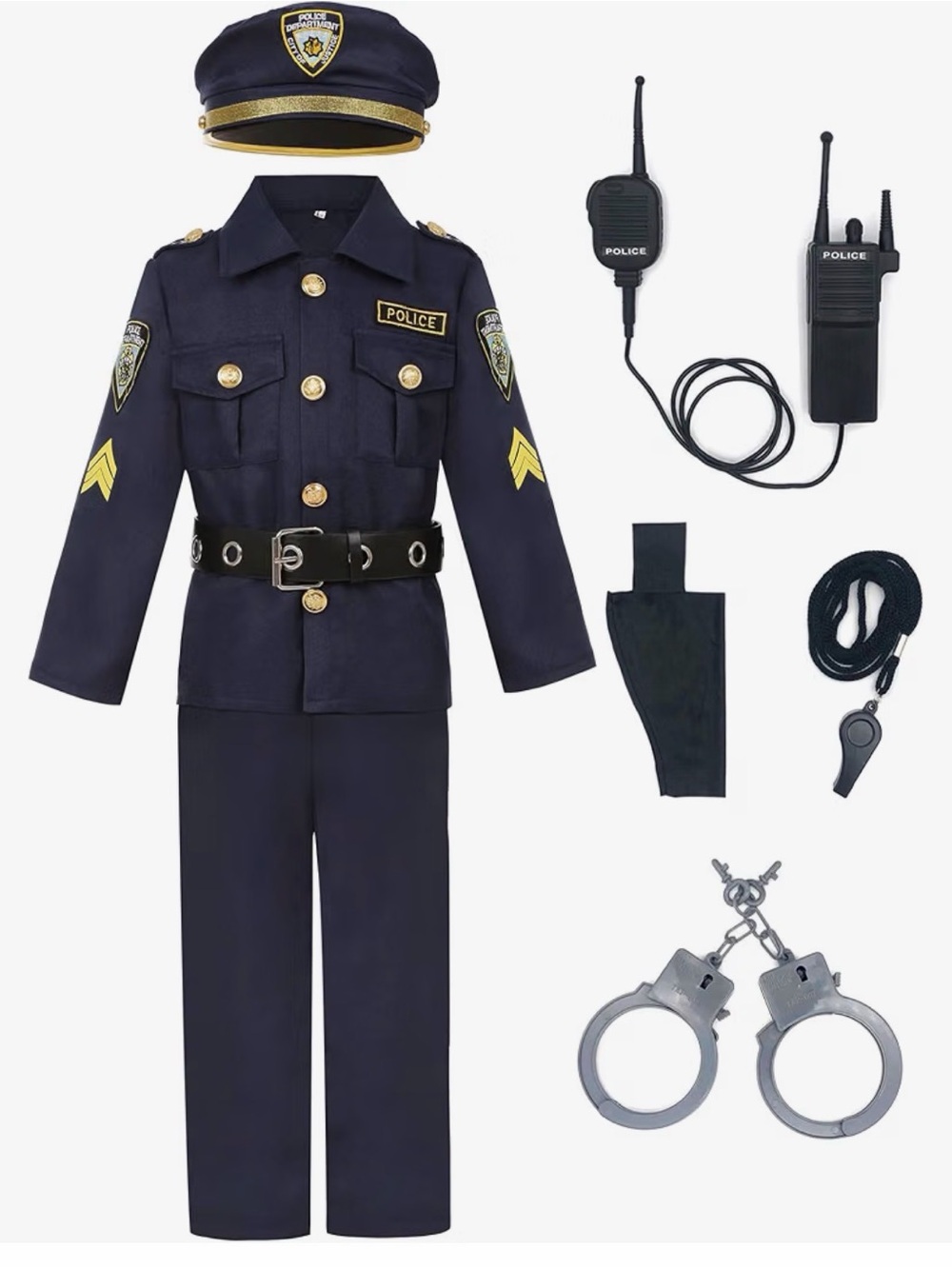 Kids Police Officer Costume Set - Navy Blue